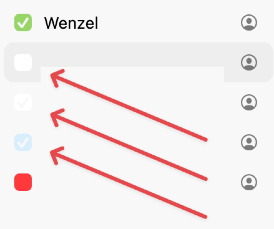 2 x zoom of part of the above screenshot  focusing on the checkmarks.